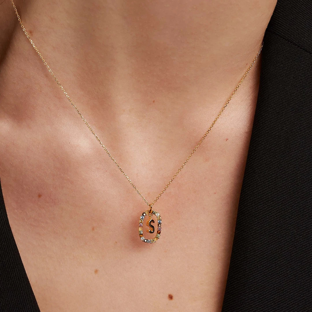 Pdpaola Letter S Multicolour Stone Necklace