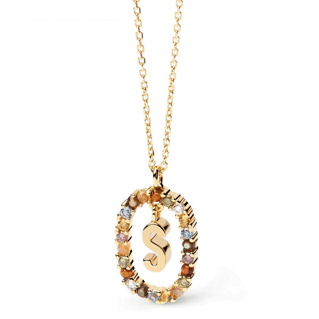 Pdpaola Letter S Multicolour Stone Necklace