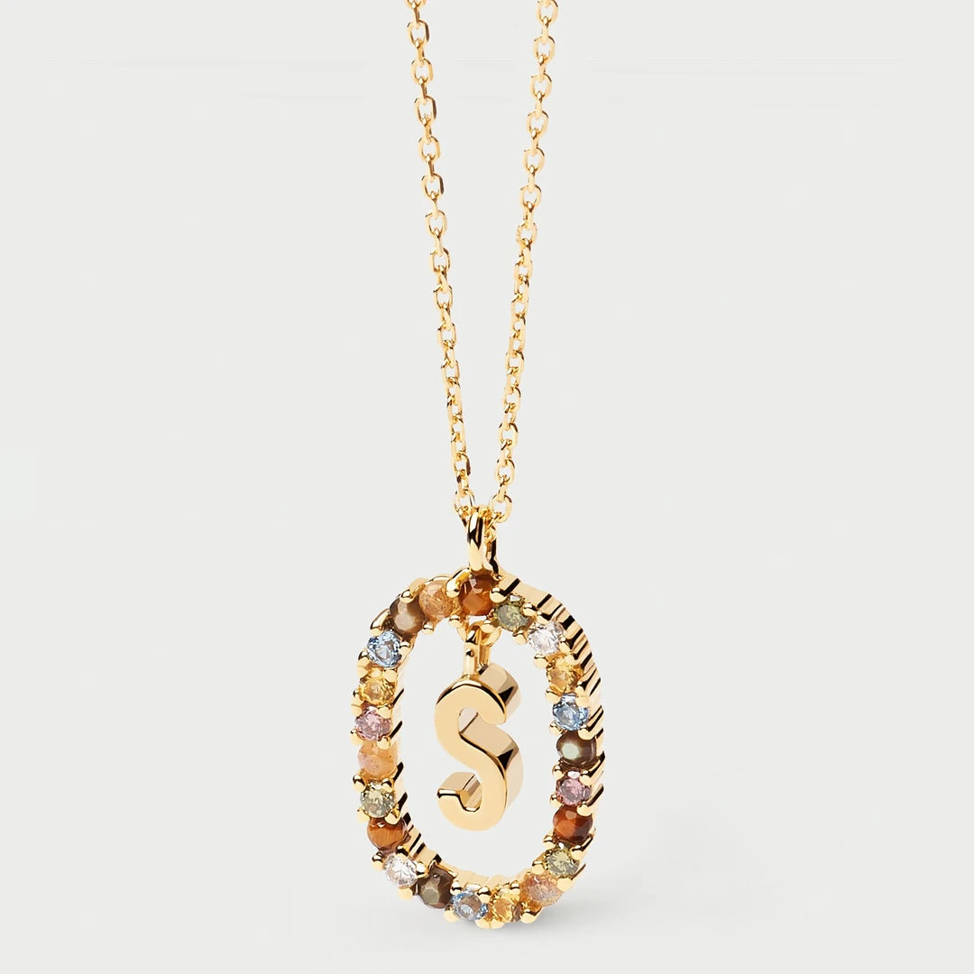 Pdpaola Letter S Multicolour Stone Necklace