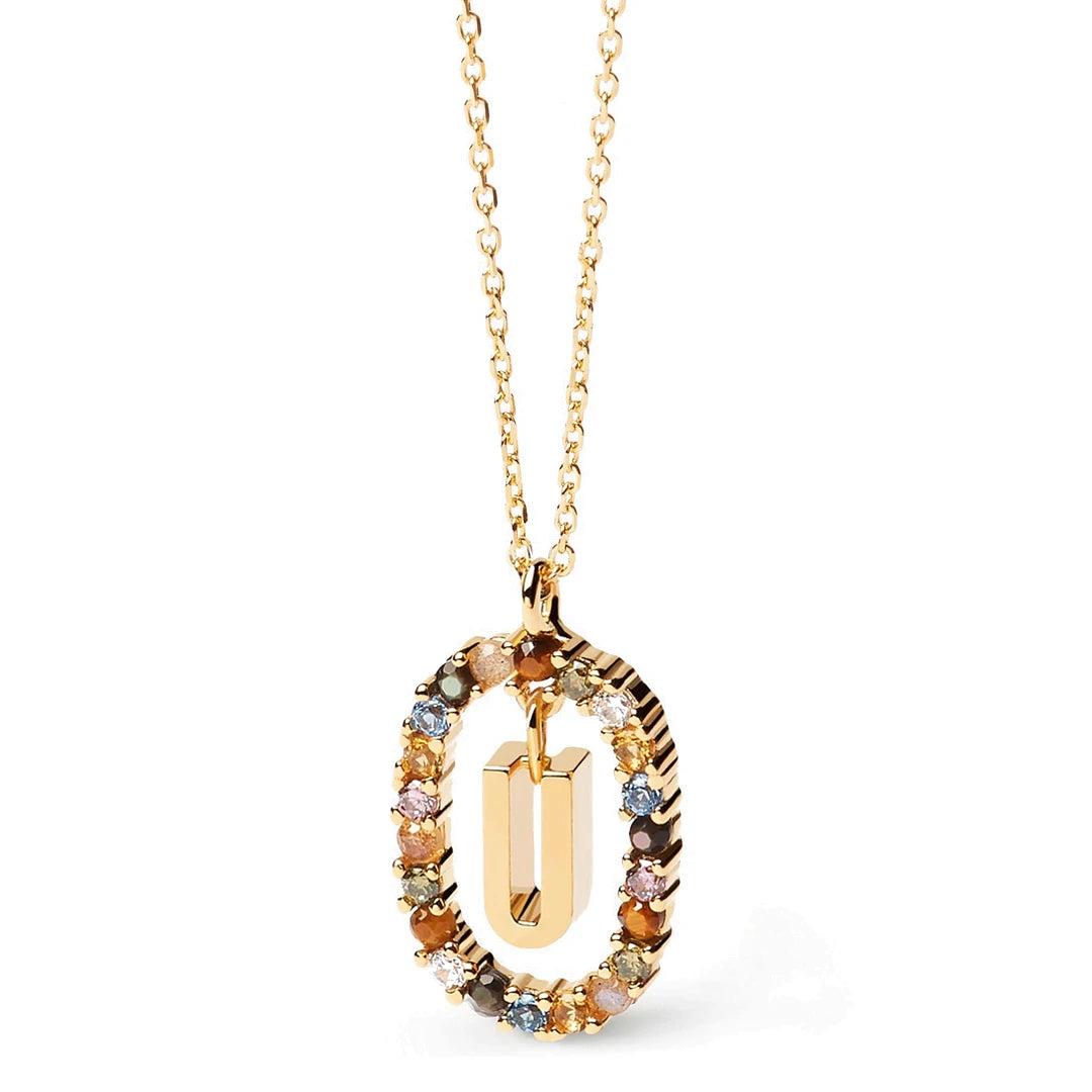 Pdpaola Letter U Multicolour Stone Necklace
