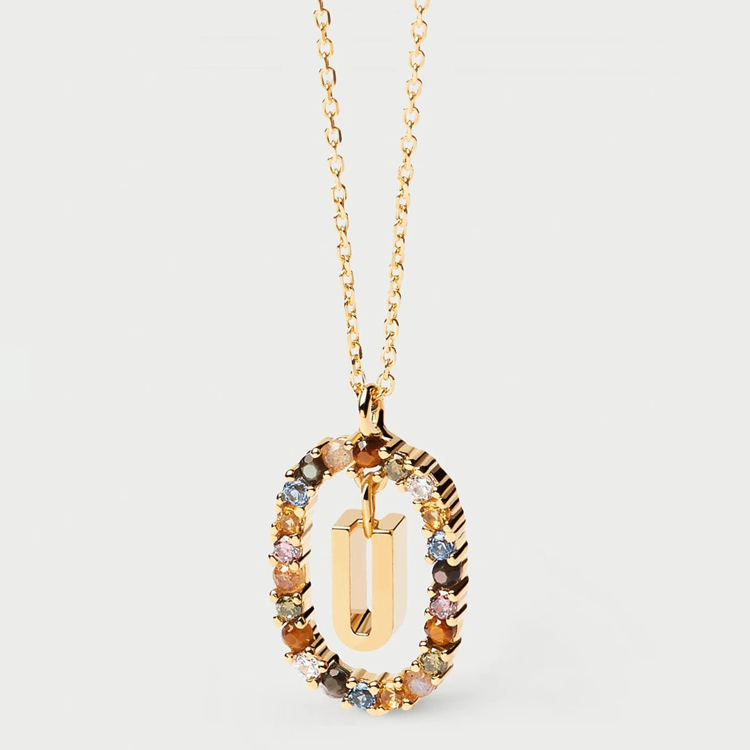 Pdpaola Letter U Multicolour Stone Necklace