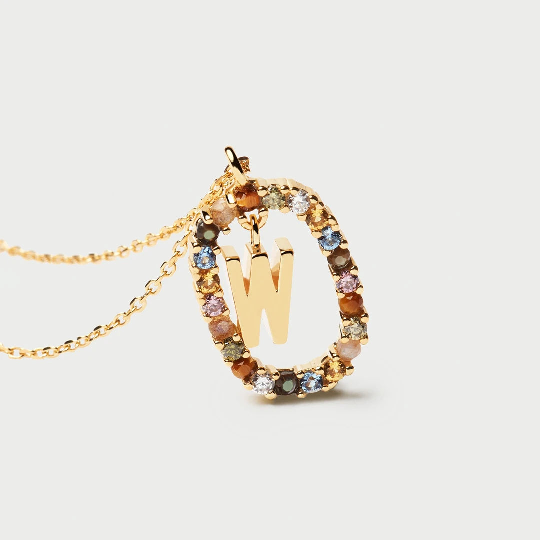 Pdpaola Letter W Multicolour Stone Necklace