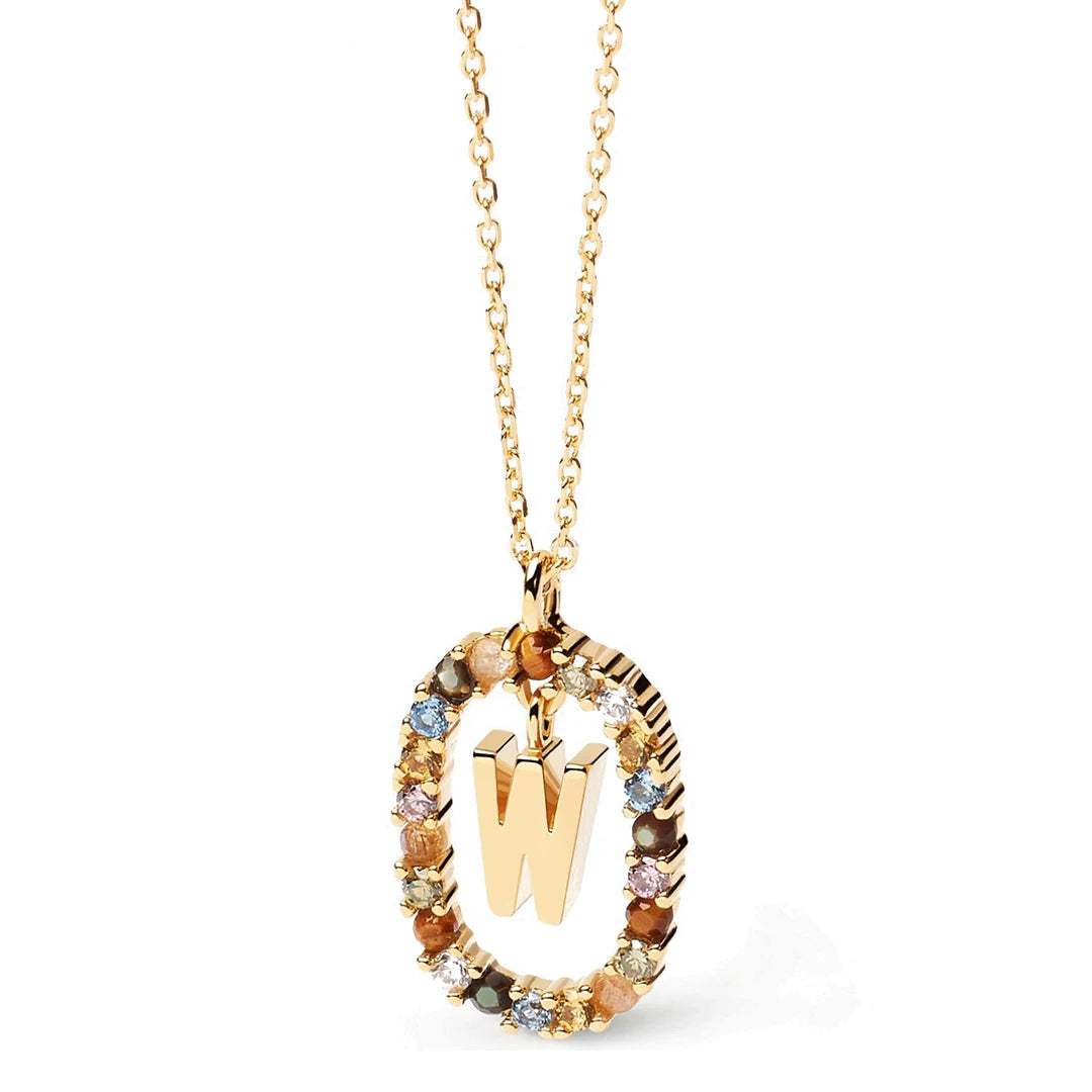 Pdpaola Letter W Multicolour Stone Necklace