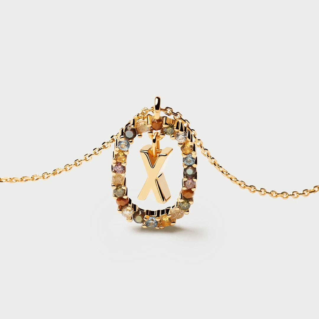 Pdpaola Letter X Multicolour Stone Necklace