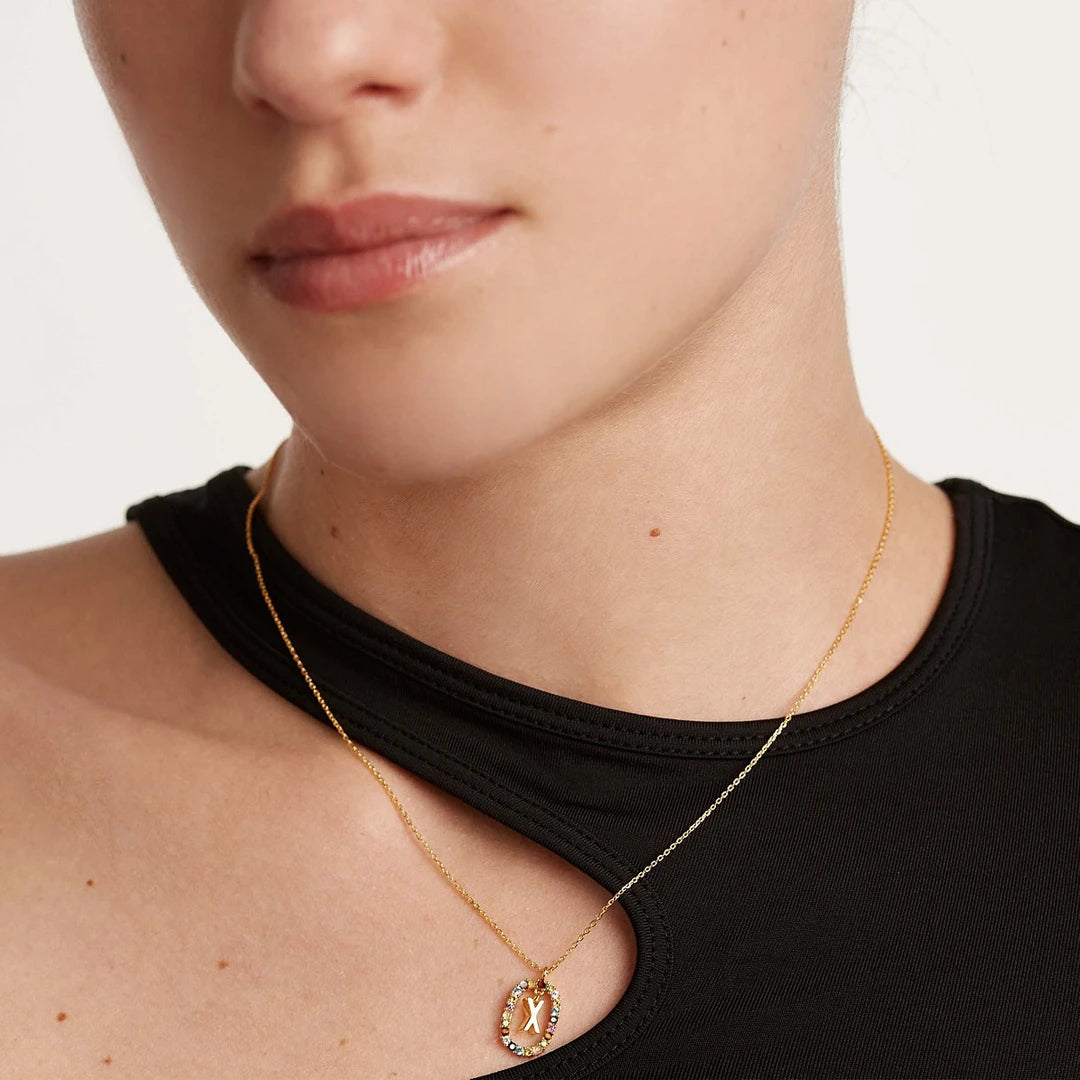 Pdpaola Letter X Multicolour Stone Necklace