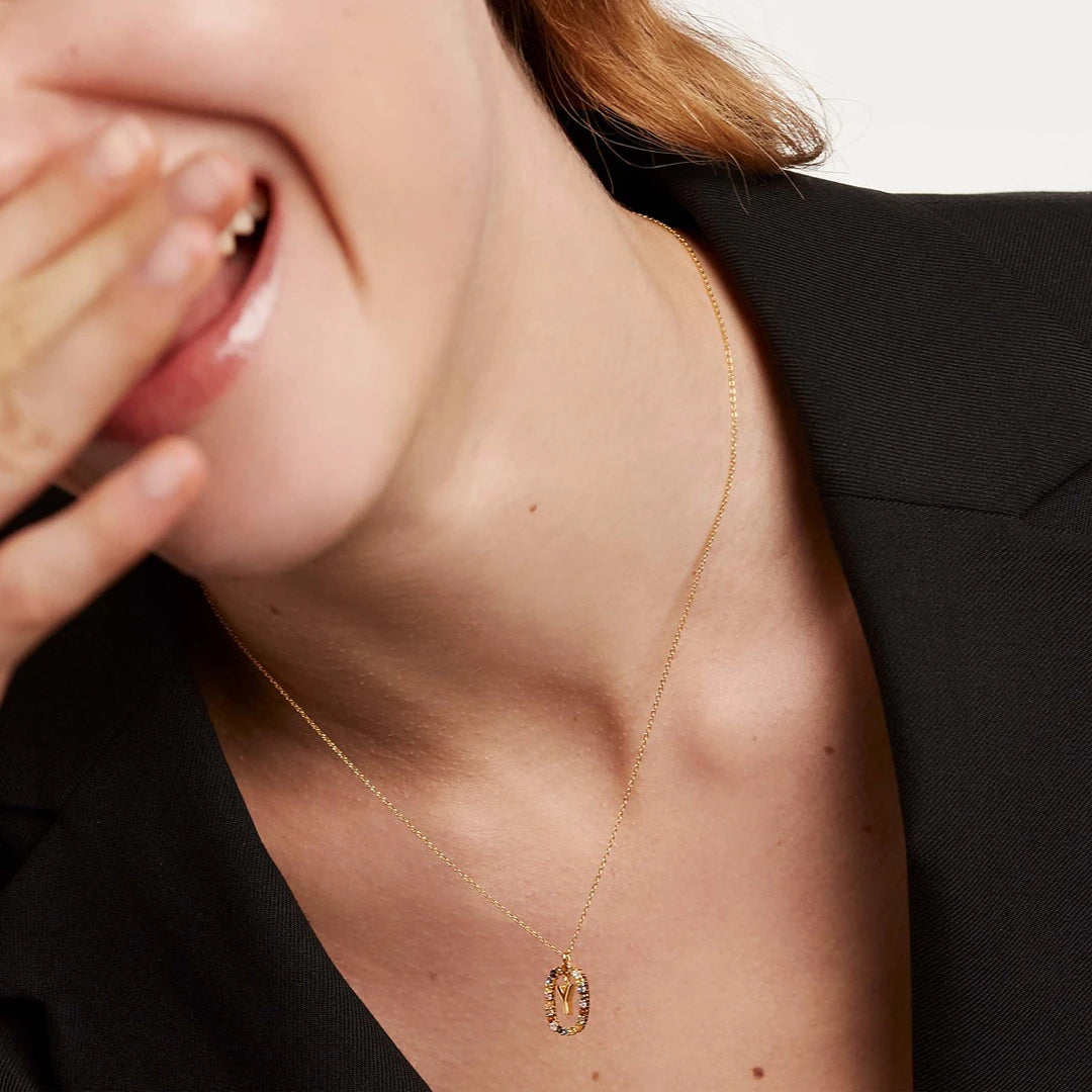Pdpaola Letter Y Multicolour Stone Necklace