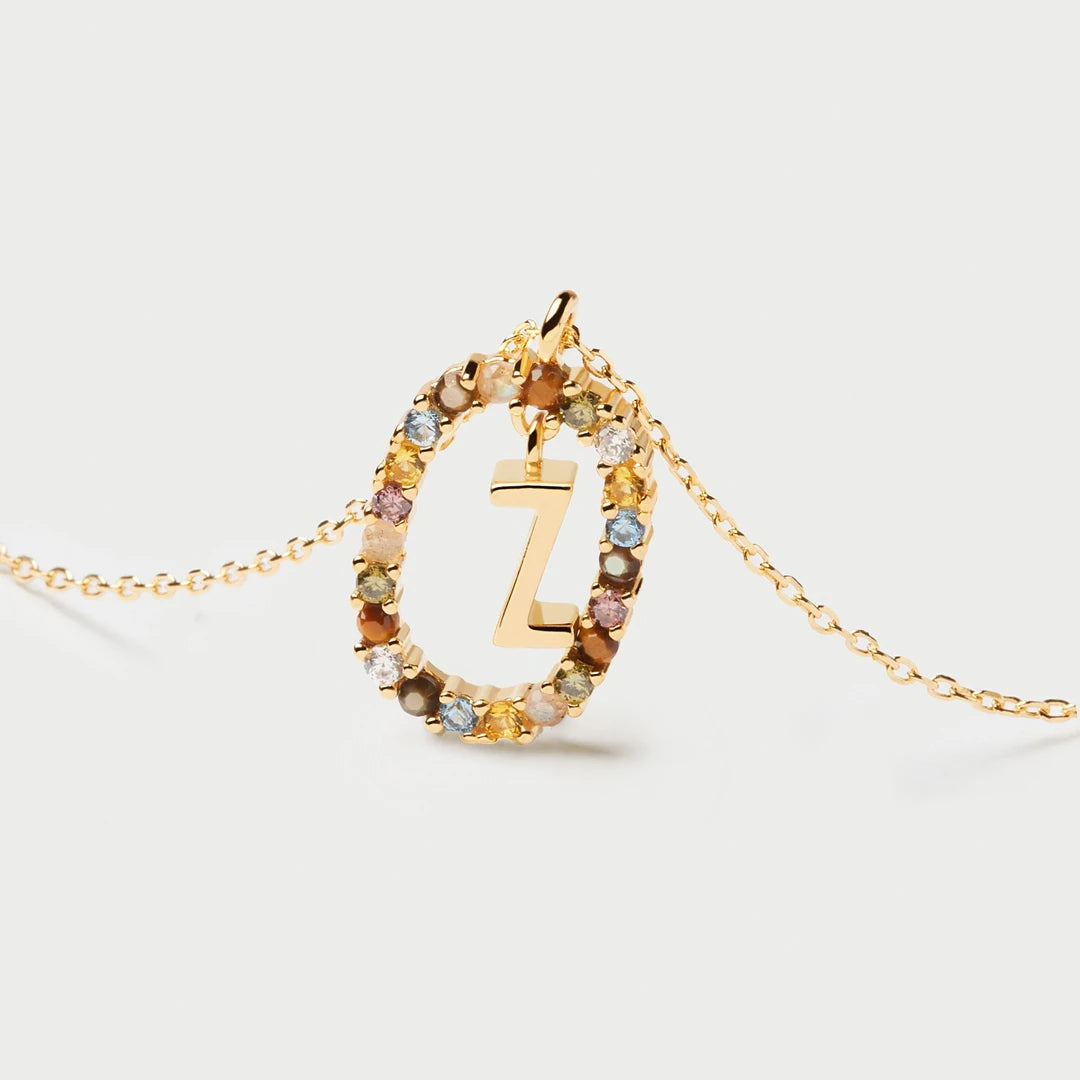 Pdpaola Letter Z Multicolour Stone Necklace