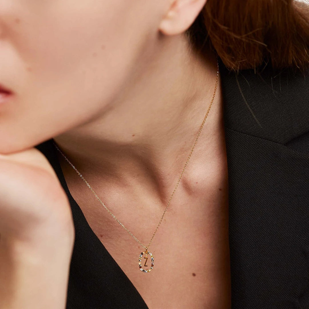 Pdpaola Letter Z Multicolour Stone Necklace