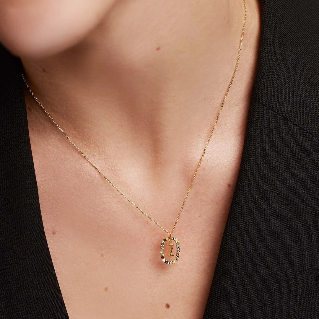 Pdpaola Letter Z Multicolour Stone Necklace
