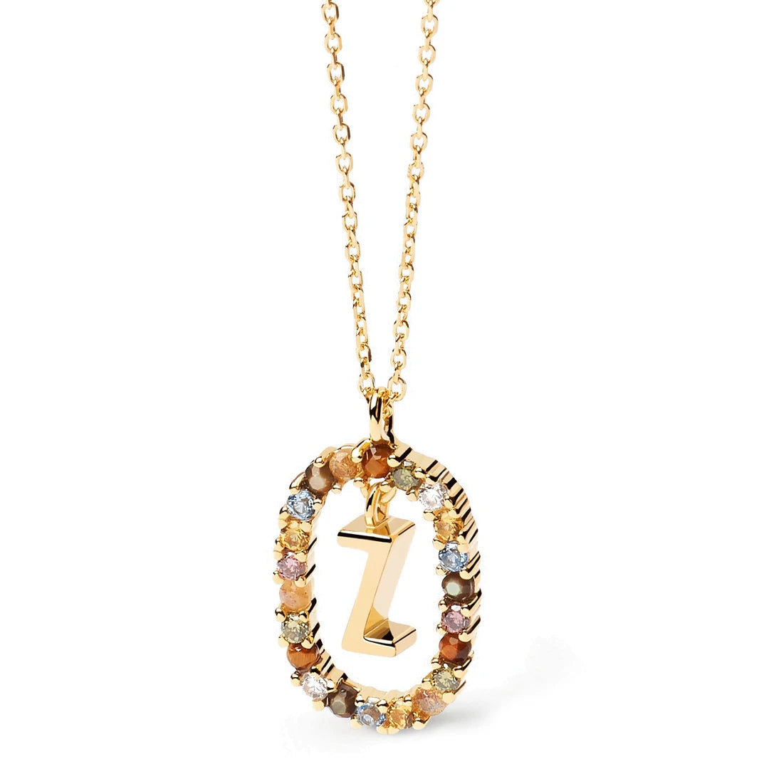 Pdpaola Letter Z Multicolour Stone Necklace