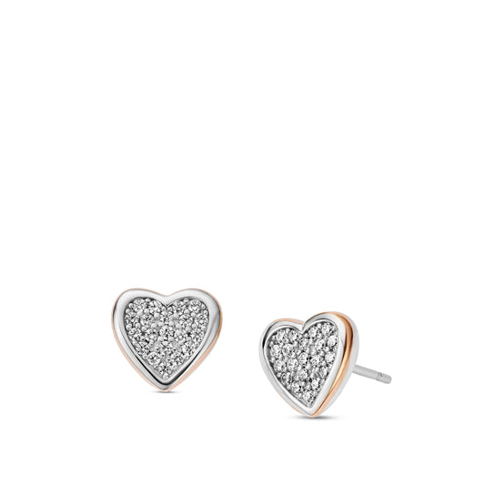 Clogau Forever Yours Sterling Silver Love Heart Swarovski Earrings