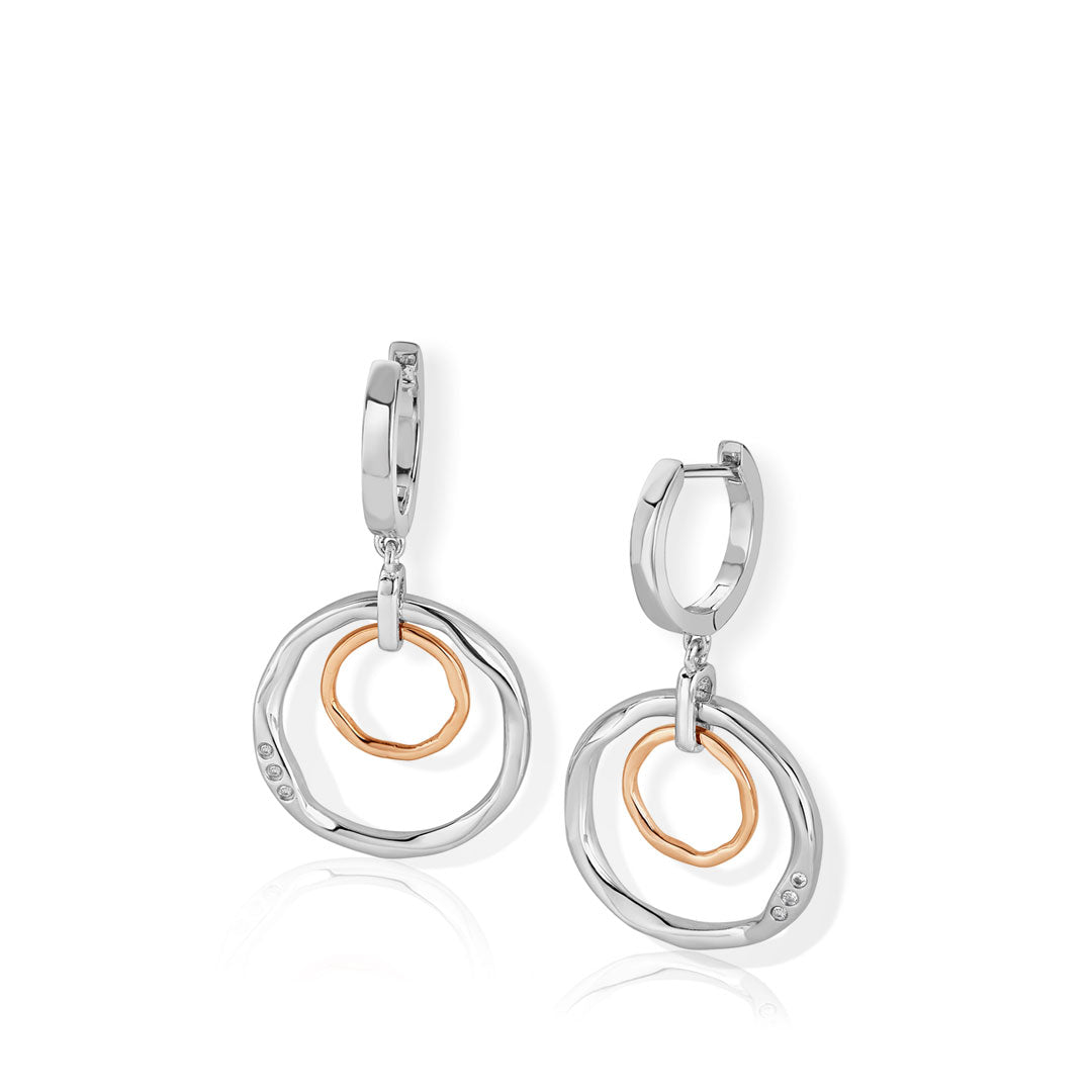 Ripples Double Hoop Creole White Topaz Earrings