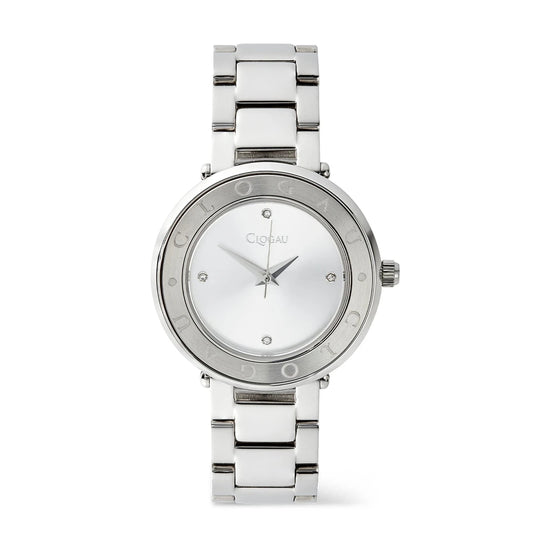 Clogau Alaw Stainless Steel Womens Silver Tone Diamond Watch