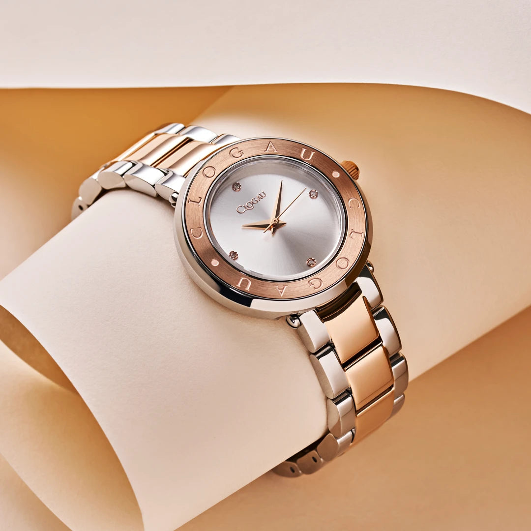 Clogau Alaw Stainless Steel Womens Rose Gold Platted Diamond Watch