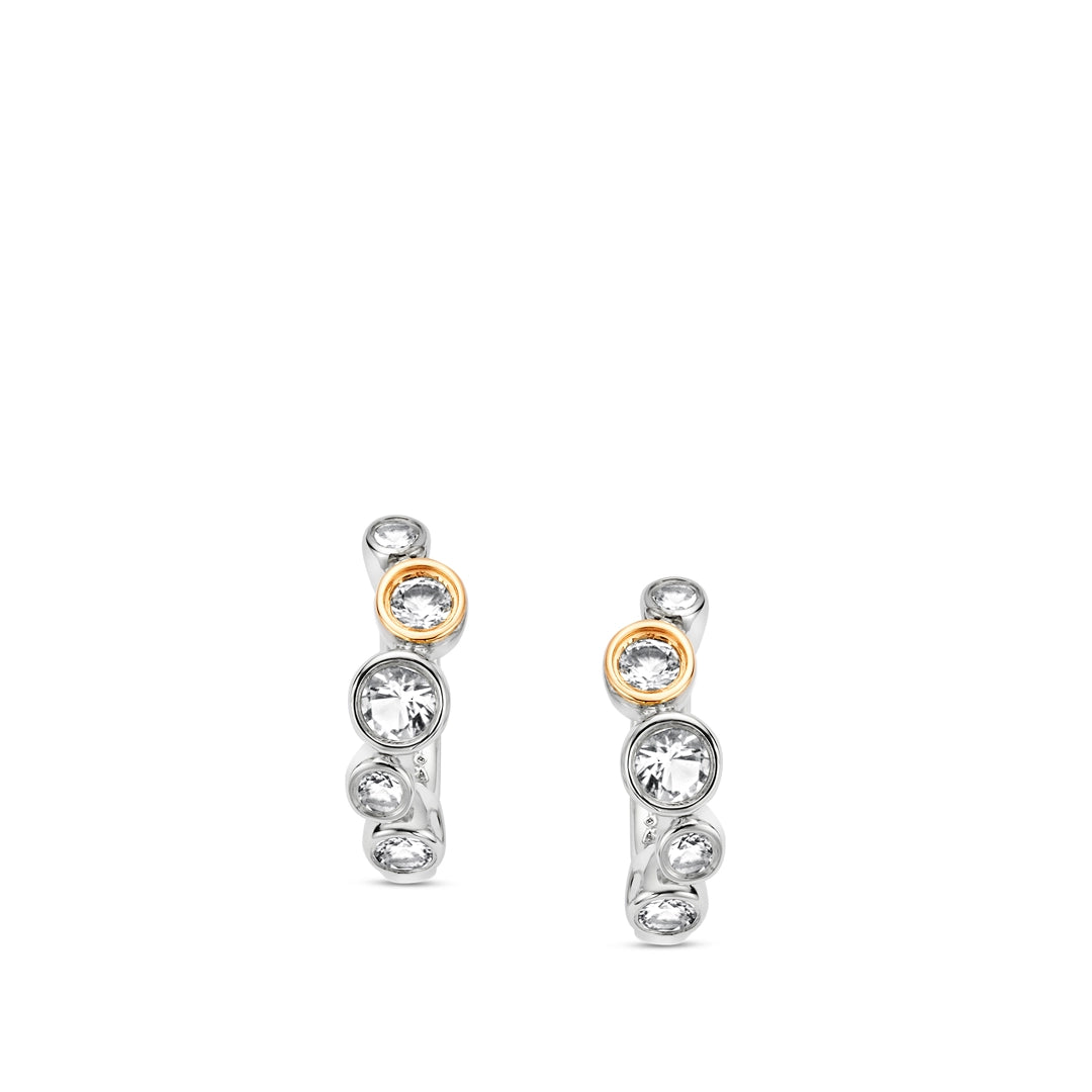 Clogau Celebration Sterling Silver White Topaz Huggie Hoop Earrings
