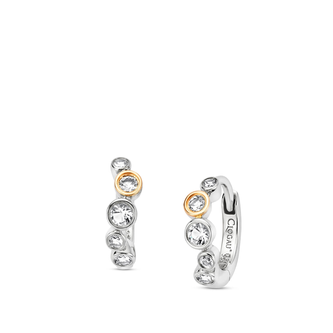 Clogau Celebration Sterling Silver White Topaz Huggie Hoop Earrings 