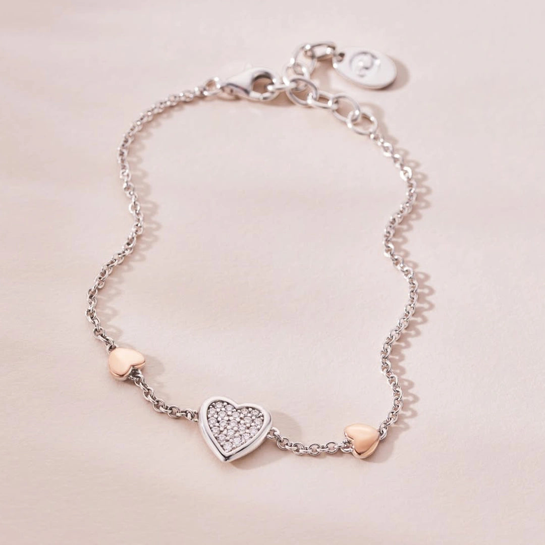 Clogau Forever Yours Sterling Silver Love Heart Swarovski Bracelet