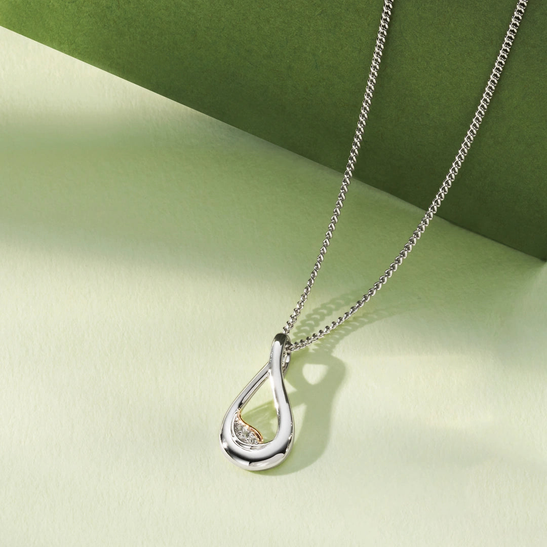 Clogau Past Present Future Sterling Silver Twist Topaz Pendant