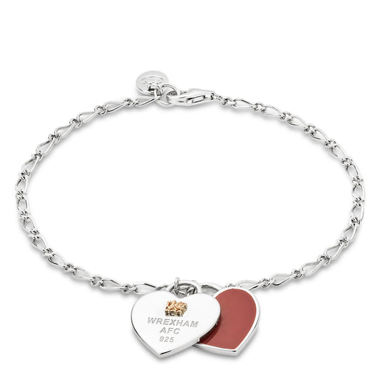 Clogau Wrexham AFC Sterling Silver Heart Bracelet