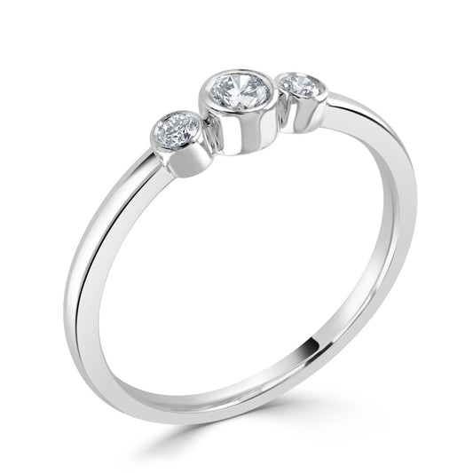 18ct White Gold Diamond Three Stone Ring White Gold
