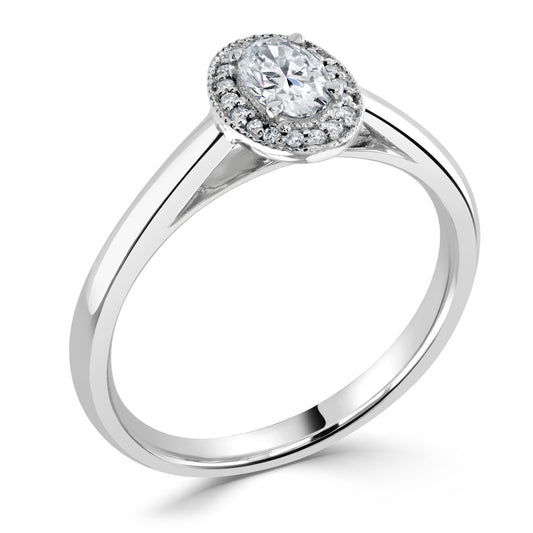 0.33CT Oval Diamond Halo Ring White Gold