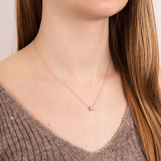 Diamonfire Four Claw Solitaire Necklace White Gold