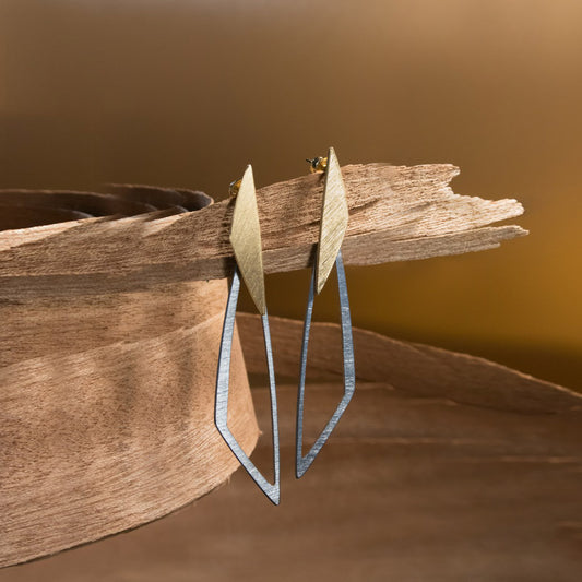 Triangle Duo Drop Earrings White Gold