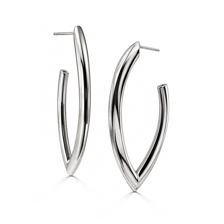 Marquise Sterling Silver Open Hoop Earrings