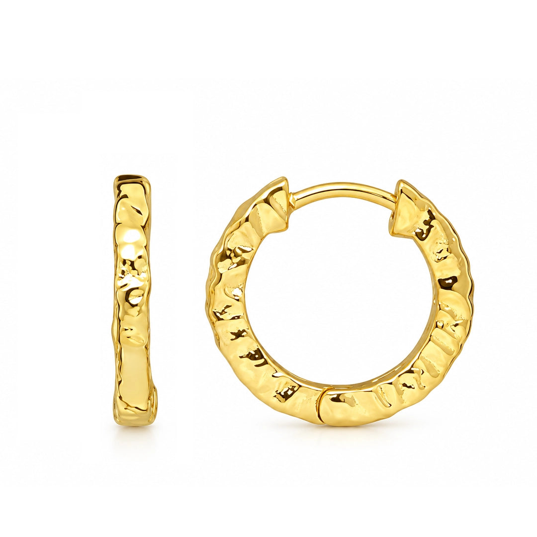 Flux Textured Gold Huggie Hoop Earrings