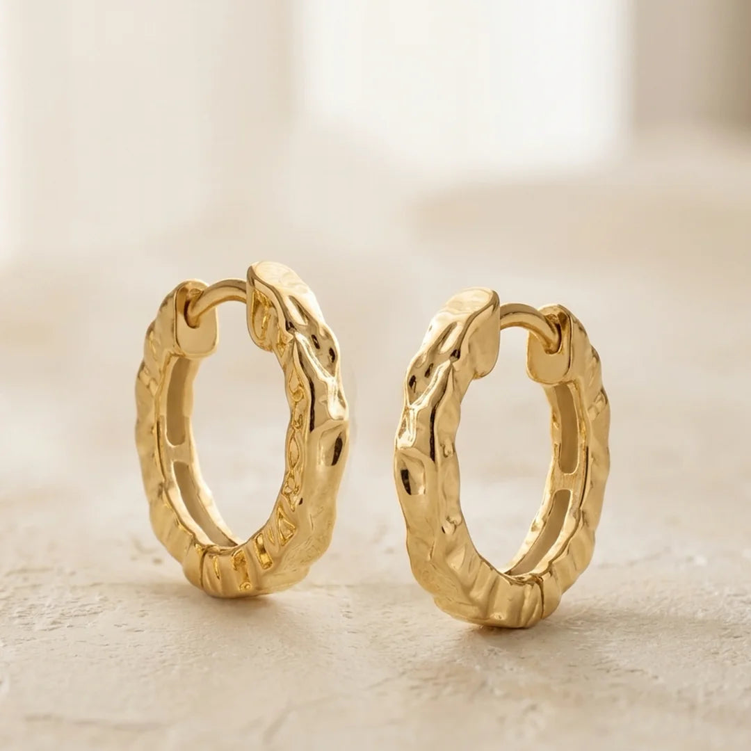 Flux Textured Gold Huggie Hoop Earrings