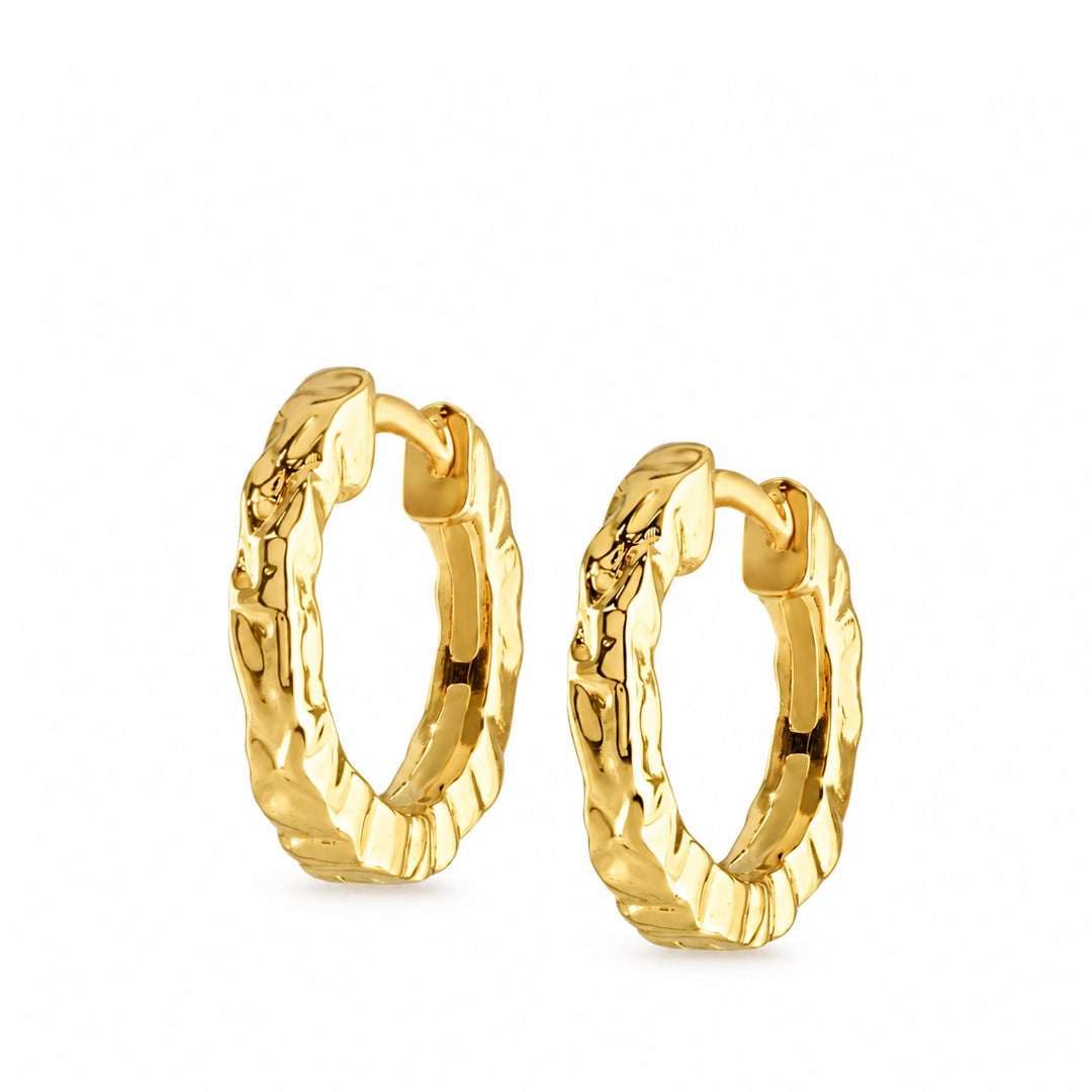 Flux Textured Gold Huggie Hoop Earrings