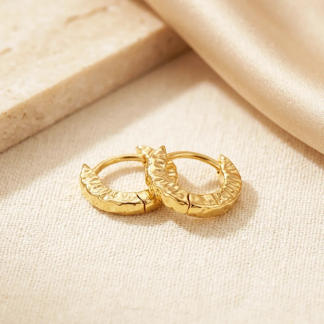 Flux Textured Gold Mini Huggie Earrings