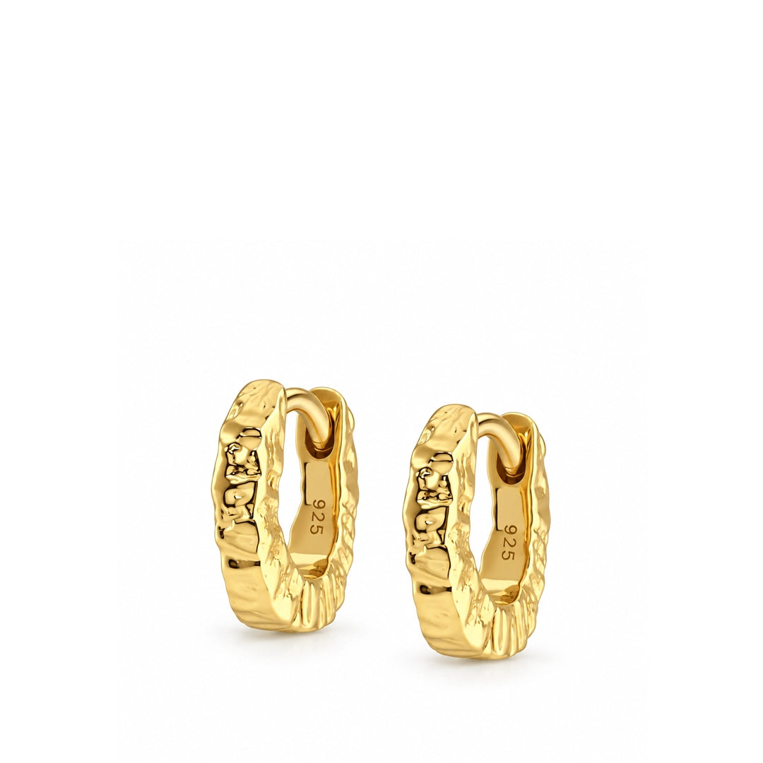 Flux Textured Gold Mini Huggie Earrings