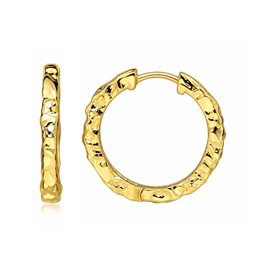 Flux Textured Gold Medium Hoop Earrings