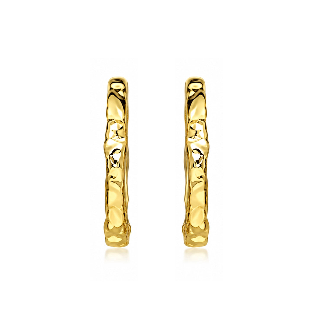 Flux Textured Gold Medium Hoop Earrings