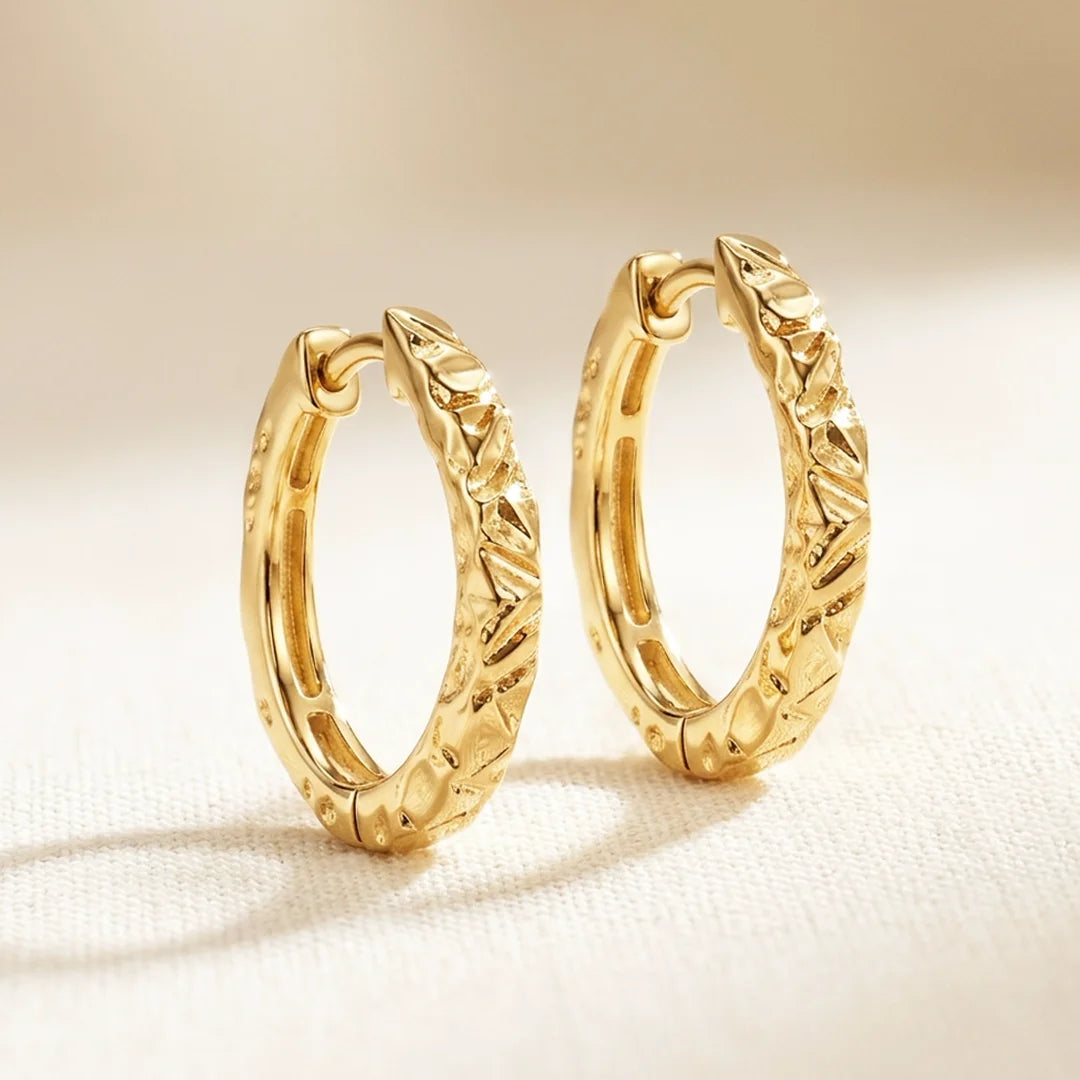 Flux Textured Gold Medium Hoop Earrings