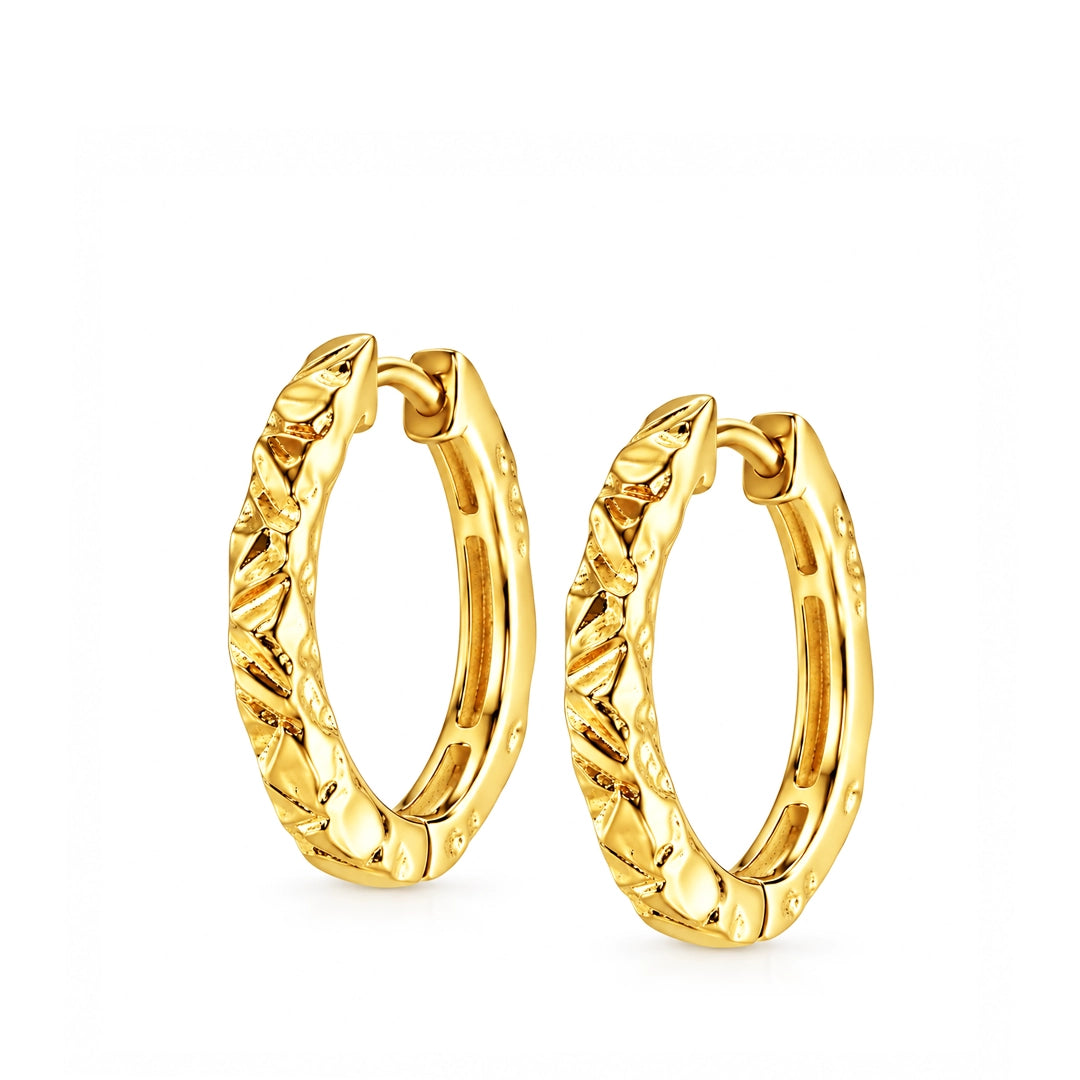 Flux Textured Gold Medium Hoop Earrings