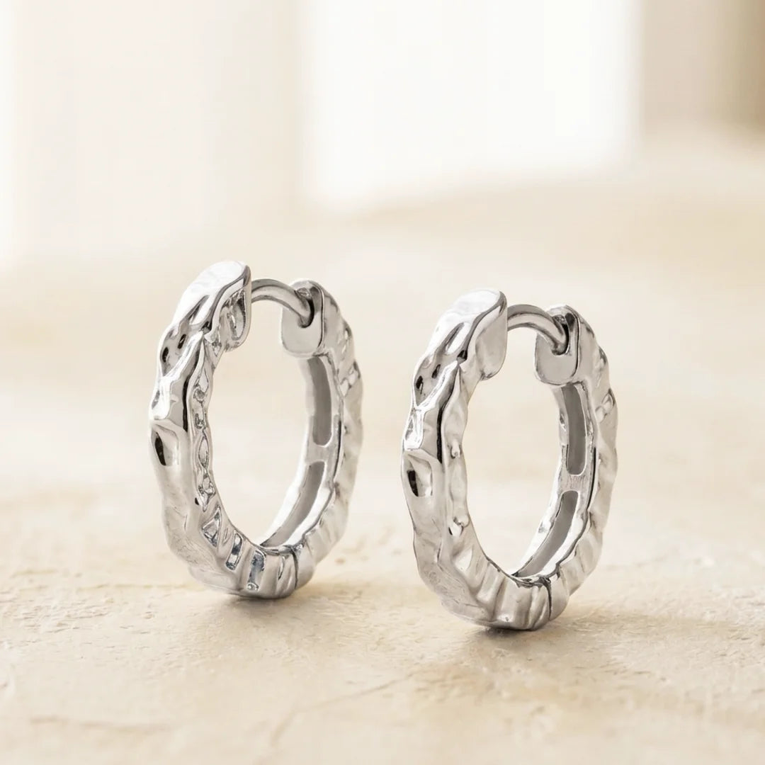 Linear Flux Small Huggie Hoop Earrings