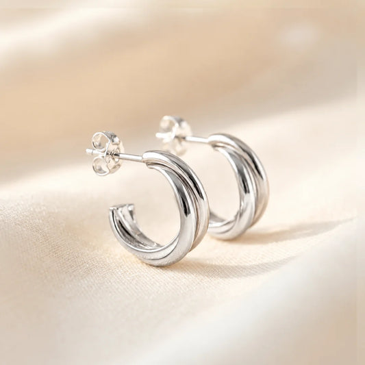 Crossover Mini Huggie Earrings
