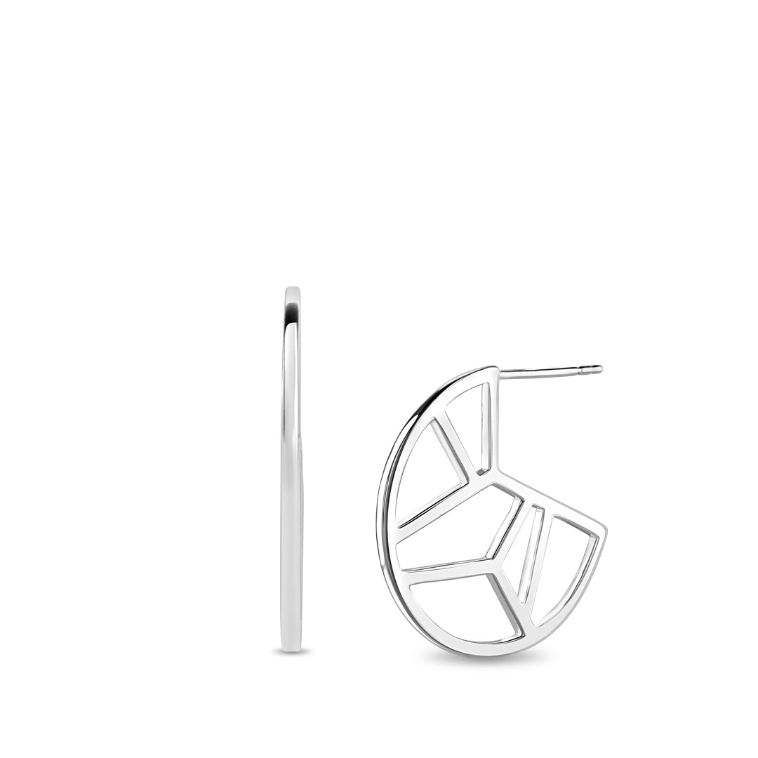 Geo Facet Cut-Out Sterling Silver Earrings