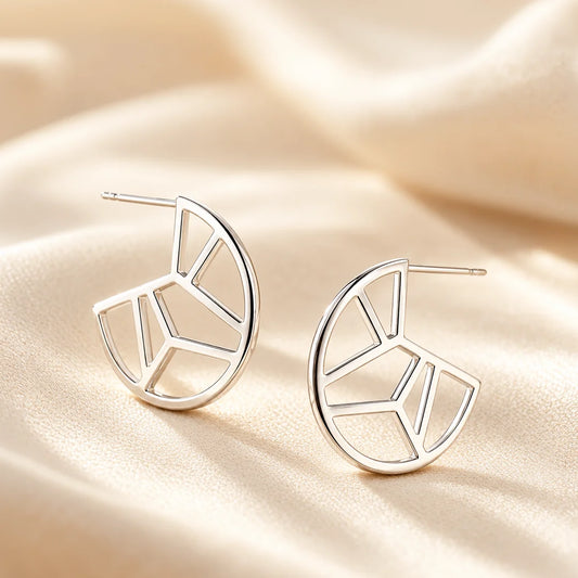 Geo Facet Cut-Out Sterling Silver Earrings