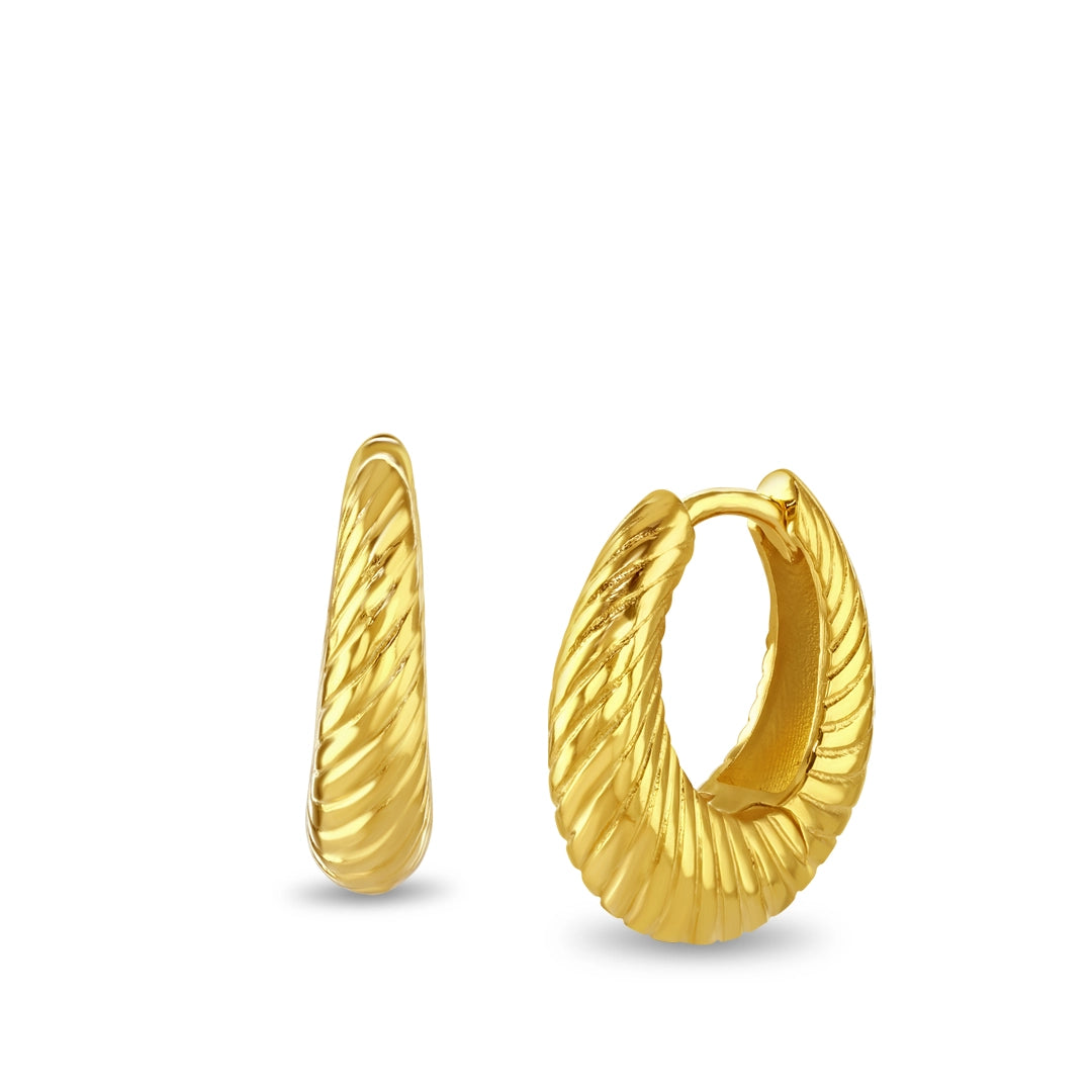 Helios Ribbed Gold Huggie Earrings