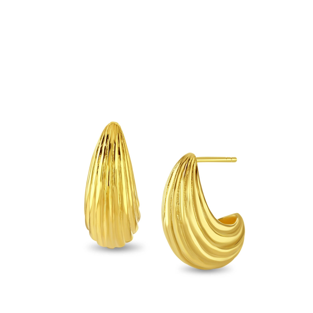 Luna Groove Dome Gold Vermeil Half Hoop Earrings