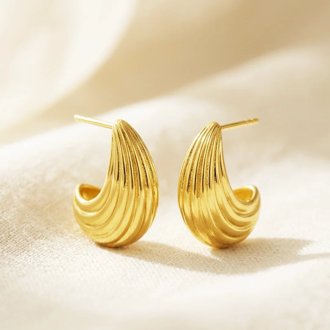 Luna Groove Dome Gold Vermeil Half Hoop Earrings
