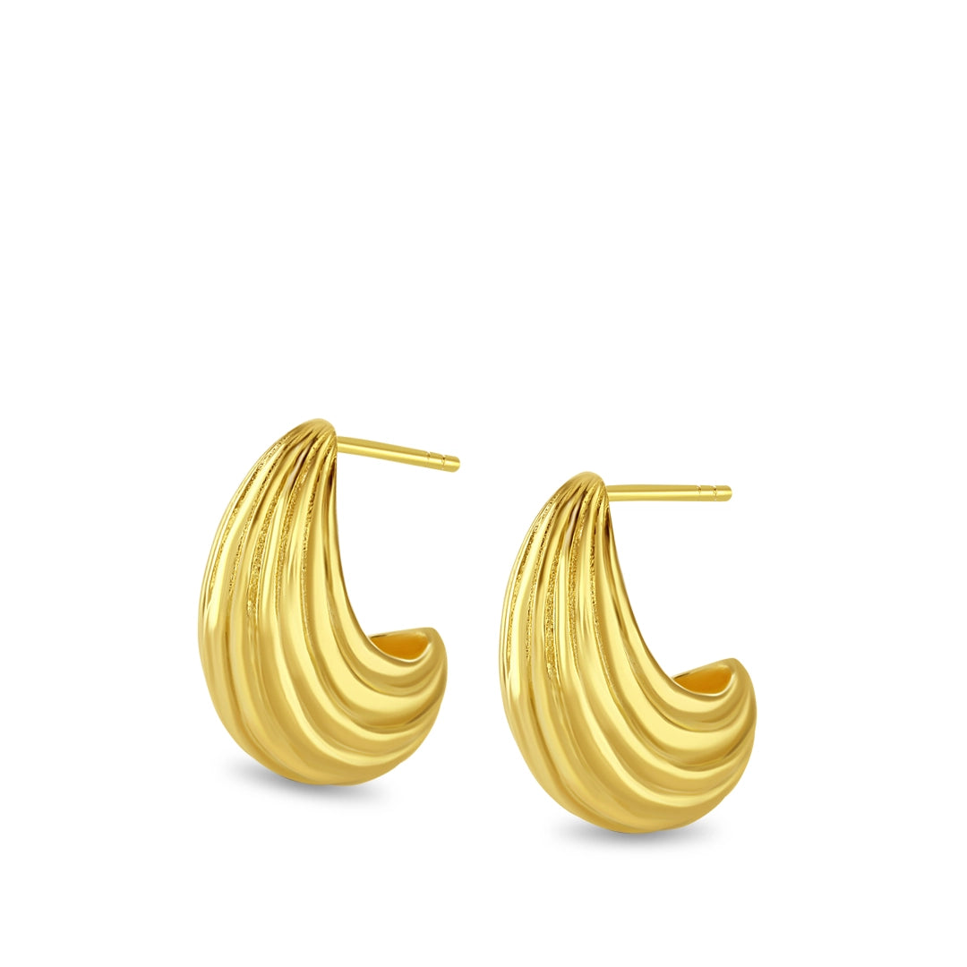 Luna Groove Dome Gold Vermeil Half Hoop Earrings