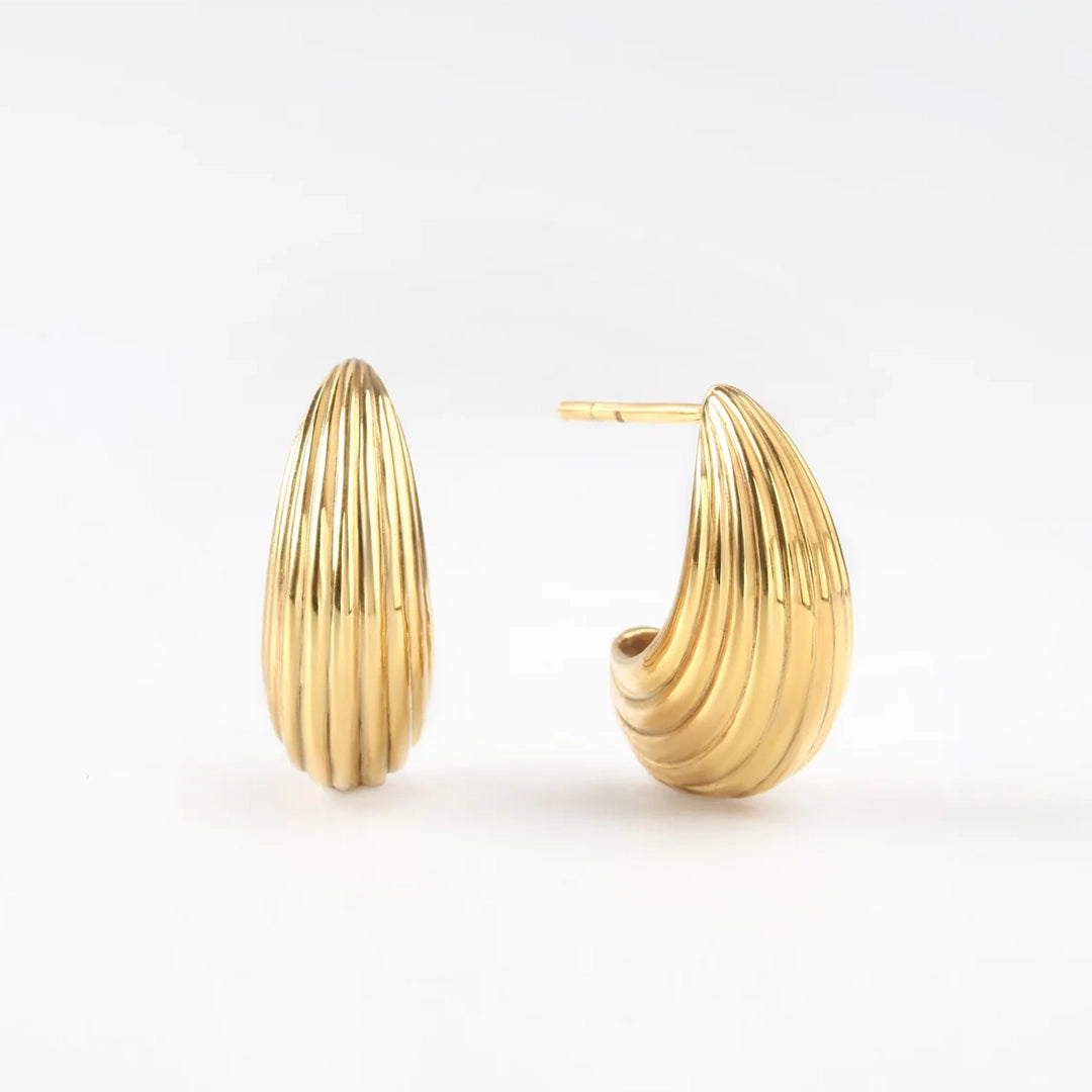 Luna Groove Dome Gold Vermeil Half Hoop Earrings