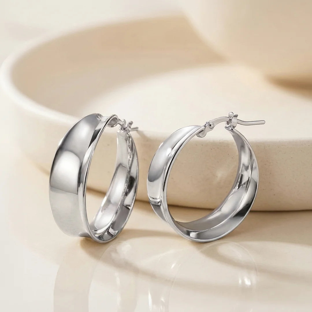 Sola Sculpted Sterling Silver Hoop Earrings
