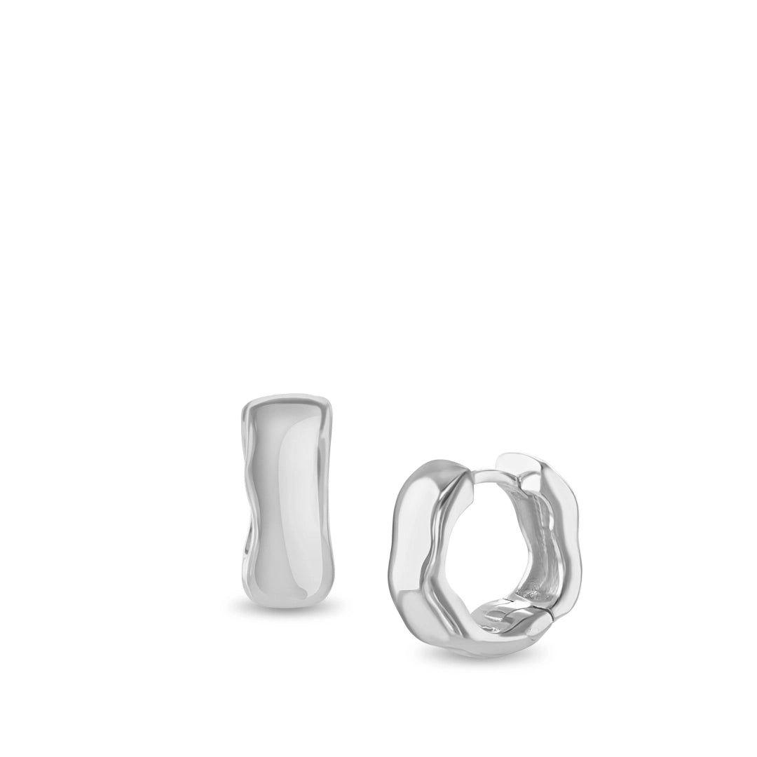 Solara Sculpted Silver Huggie Earrings