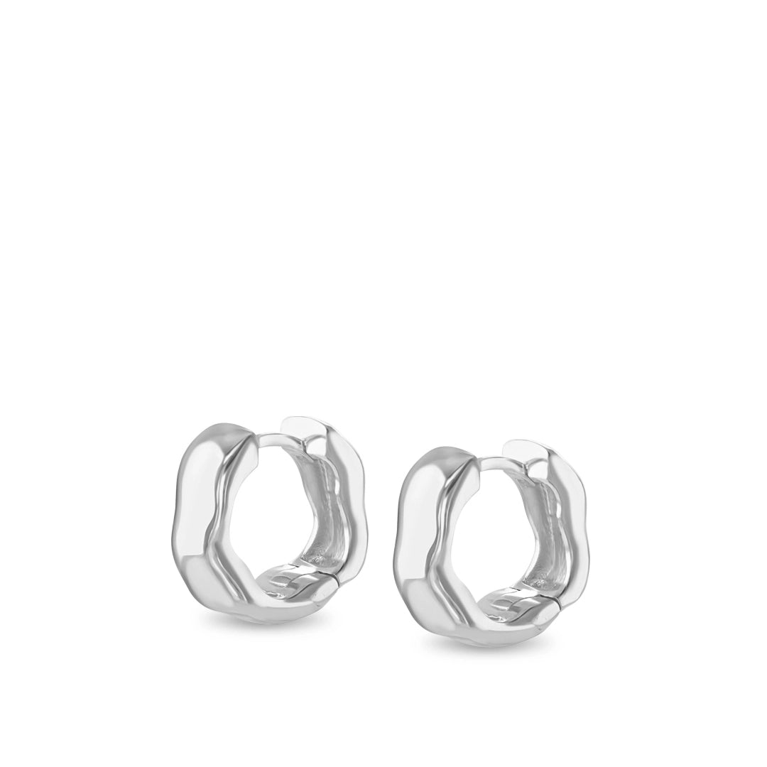 Solara Sculpted Silver Huggie Earrings