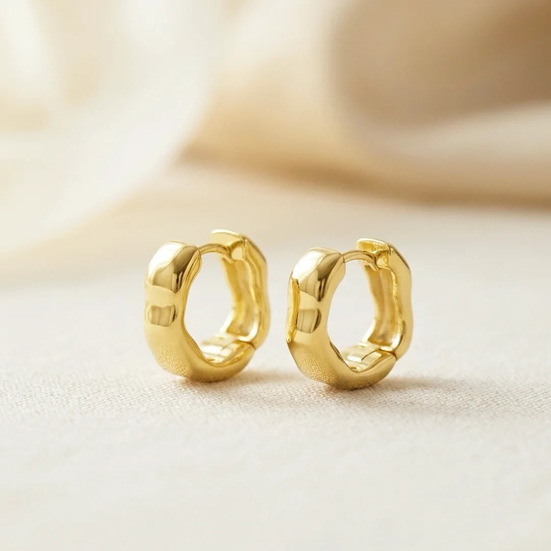 Solara Sculpted Gold Huggie Earrings